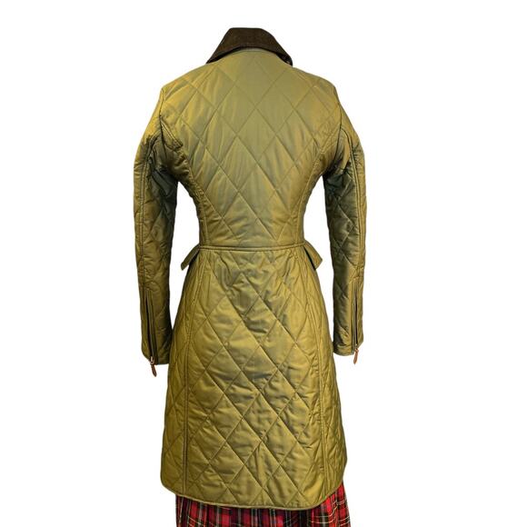 Burberry Ongar Monogram Motif Long Quilted Riding Coat Nova Check Lining XS Prep - Picture 3 of 16